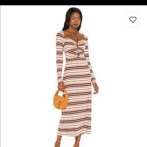 AFRM Jordana Dress in Brown Multi Stripe, Size S/P